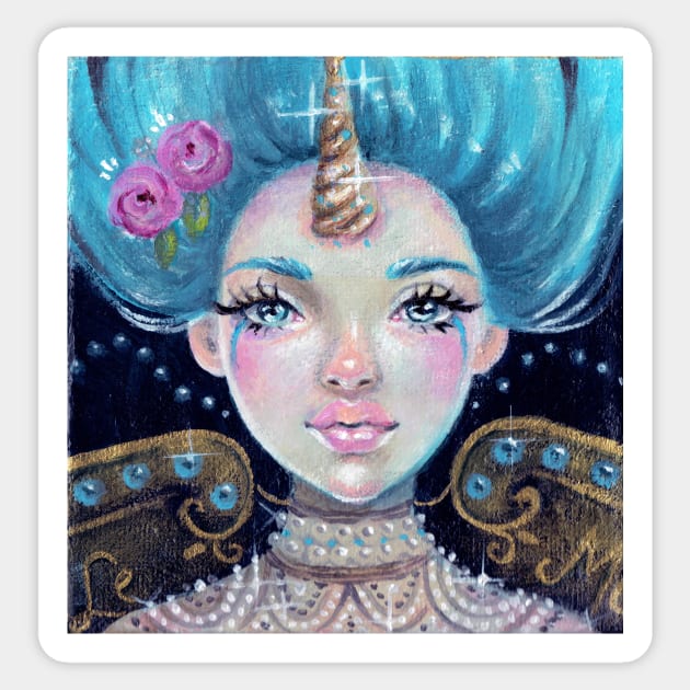 Betty Blue - Blue haired circus unicorn girl Sticker by KimTurner
